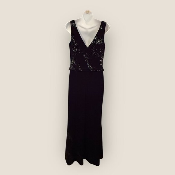 Von Bramlett Black Sleeveless Evening Gown Sequins Womens Size 10 - Picture 3 of 7